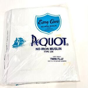 vintage NIP Pequot no iron muslin twin flat sheet cotton blend made in USA